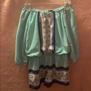 Blue and teal kids romper